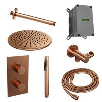 Brauer Inbouw Regendouche Set  Copper Edition Plafond Uitloop Ronde Hoofddouche 30 cm Koper