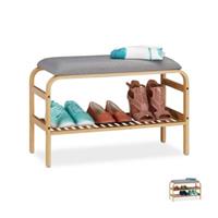 Relaxdays Schuhbank mit Sitzfläche 3-6 Paar natur  Erwachsene