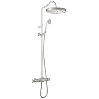 Tres Clasic opbouw regendoucheset met thermostaatkraan geborsteld staal