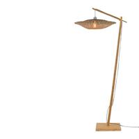 Good&Mojo Vloerlamp Kalimantan bamboe nat.h.176cm/kap horiz.60x15cm zw/nat.