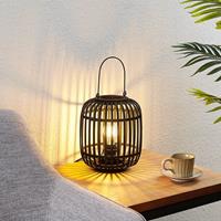 Lindby Canyana Tischlampe aus Rattan, schwarz