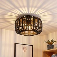 Lindby Canyana Deckenleuchte aus Rattan, schwarz