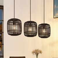 Lindby Canyana hanglamp, 3-lamps, zwart