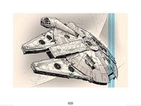 Pyramid Star Wars Episode VII Millennium Falcon Pencil Art Kunstdruk 60x80cm