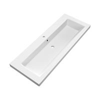 Brauer Solar Medium Wastafel - 120 cm - met 1 Spoelbak en 1 Kraangat - Mineraalmarmer Mat Wit