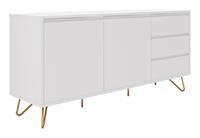 SalesFever Sideboard, mit 2 Türen & 3 Schubladen, B150xT40xH70 cm weiß/gold