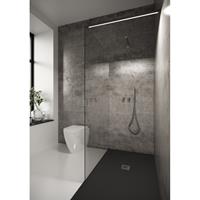 Bellezza Bagno Inloopdouche  StabiLight 70x195 cm 8 mm Helder Glas Antikalk Inclusief Stabilisatiestang Met Verlichting Mat Zwart 