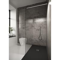 Bellezza Bagno Inloopdouche  StabiLight 100x195 cm 8 mm Helder Glas Antikalk Inclusief Stabilisatiestang Met Verlichting Mat Zwart 