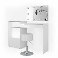 VICCO Schminktisch Little Lilli Frisiertisch Kommode Frisierkommode Spiegel Weiß inklusive Hocker und LED-Lichterkette - 