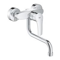 Grohe Eurosmart keukenkraan wandmodel met lage draaibare uitloop chroom 31391003