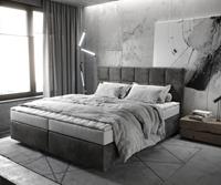 DELIFE Boxspringbett Dream-Fine 180x200 Mikrofaser Anthrazit Vintage