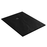 Saniclass Relievo Crag douchebak 90x120cm antislip antibacterieel mineraalmarmer mat zwart DB-RC90x120Z