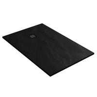 Saniclass Relievo Crag douchebak 90x140cm antislip antibacterieel mineraalmarmer mat zwart DB-RC90x140Z