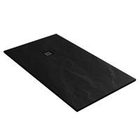 Saniclass Relievo Crag douchebak 90x160cm antislip antibacterieel mineraalmarmer mat zwart DB-RC90x160Z