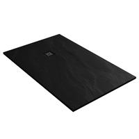 Saniclass Relievo Crag douchebak 100x160cm antislip antibacterieel mineraalmarmer mat zwart DB-RC100x160Z