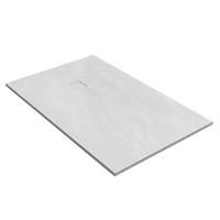 Saniclass Relievo Crag douchebak 100x160cm antislip antibacterieel mineraalmarmer mat wit DB-RC100x160W