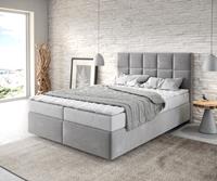 DELIFE Boxspringbett Dream-Fine 140x200 Mikrofaser Grau