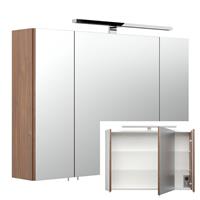 Spiegelschrank 90cm Walnuss Nb.RIMAO-100 mit LED-Beleuchtung B/H/T ca. 90/62-67/17 cm