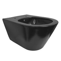 Douche Concurrent Toiletpot Luxe Hangend 53x35.5x40cm Wandcloset Keramiek Mat Zwart Diepspoel Rimfree met Bidet Functie