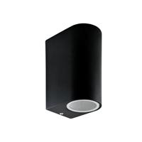 Groenovatie Wandlamp Up & Down, Rond, 2 x GU10 Fitting, Waterdicht IP44, Mat Zwart