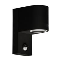 Groenovatie Wandlamp Down met Sensor, Rond, GU10 Fitting, Waterdicht IP44, Mat Zwart