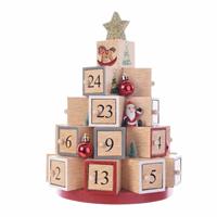 Bellatio Kerst decoratie adventskalender kerstboom MDF 28 cm -