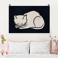 Klebefieber Poster Tiere Schlafende Katze Illustration