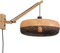 Good & Mojo Wandlamp - PALAWAN - Bamboe - Korte Arm - Naturel - Product Kleur: Nat./zwart / Product Met gloeilamp: Nee - Nat./zwart