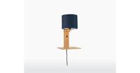 Good & Mojo Wandlamp met boekenplank - ANDES - Bamboe/Linnen - Naturel - Product Kleur: Donkerblauw / Product Met gloeilamp: Nee - Donkerblauw