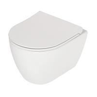 Douche Concurrent Toiletpot Hangend Plieger Lima 26.6x49x32cm Wandcloset Keramiek Glans Wit Diepspoel Rimfree met Softclose en Quickrelease Toiletzitting