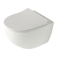 Douche Concurrent Toiletpot Hangend Plieger Zano 36.5x54x40cm Wandcloset Keramiek Wit Diepspoel Rimfree met Softclose Toiletzitting