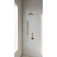 Brauer Gold Edition complete inbouw regendouche set 21 geborsteld messing PVD met staafhanddouche, gebogen wandarm, glijstang en 20cm hoofddouche