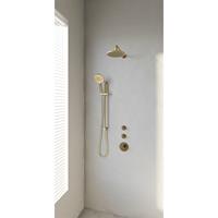 Brauer Gold Edition complete inbouw regendouche set 23 geborsteld messing PVD met 3 standen handdouche, gebogen wandarm, glijstang en 20cm hoofddouche