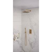 Brauer Gold Edition complete inbouw regendouche set 28 geborsteld messing PVD met staafhanddouche, gebogen wandarm en 30cm hoofddouche
