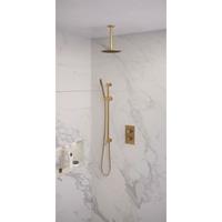 Brauer Gold Edition complete inbouw regendouche set 41 geborsteld messing PVD met staafhanddouche, plafondarm, glijstang en 20cm hoofddouche