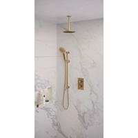 Brauer Gold Edition complete inbouw regendouche set 47 geborsteld messing PVD met 3 standen handdouche, plafondarm, glijstang en 20cm hoofddouche