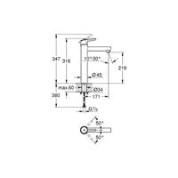 GROHE Concetto waterbesparende wastafelkraan xl-size m. gladde body chroom 23920001