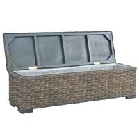 vidaXL Opbergbox 120 cm kubu rattan en massief mangohout grijs