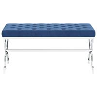 vidaXL Bankje 99 cm fluweel en roestvrij staal blauw