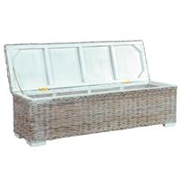 vidaXL Opbergbox 120 cm kubu rattan en massief mangohout wit