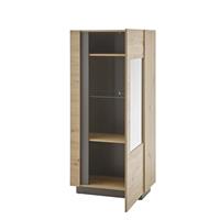 Vitrinenschrank Wohnzimmer CARDIFF-61 in Eiche Artisan Nb. mit Absetzungen in Graphit grau, B/H/T: ca. 72/154/40 cm