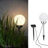 VidaXL prikspot solar LED warm wit rond 2stuks