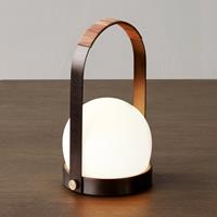 Menu Carrie LED-Tischlampe aufladbar bronze/Leder