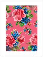 Vintage Flowers Pink Kunstdruk