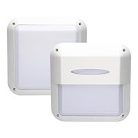 LED Buitenlamp - Muur/Plafond - Vierkant - Wit - E27 - 2 afdekkingen
