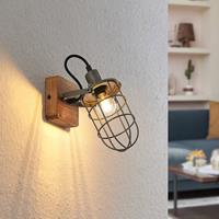 Lindby Serima wandlamp hout met kooikap