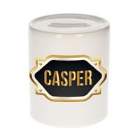 Bellatio Casper naam cadeau spaarpot met gouden embleem - kado verjaardag/ vaderdag/ pensioen/ geslaagd/ bedankt