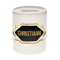 Bellatio Christiaan naam cadeau spaarpot met gouden embleem - kado verjaardag/ vaderdag/ pensioen/ geslaagd/ bedankt