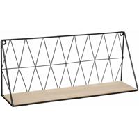 Atmosphera Wandplank/boekenplank Anna - zwart - metaal/hout - draadframe - x 12 x 20 cm -