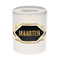Bellatio Maarten naam cadeau spaarpot met gouden embleem - kado verjaardag/ vaderdag/ pensioen/ geslaagd/ bedankt